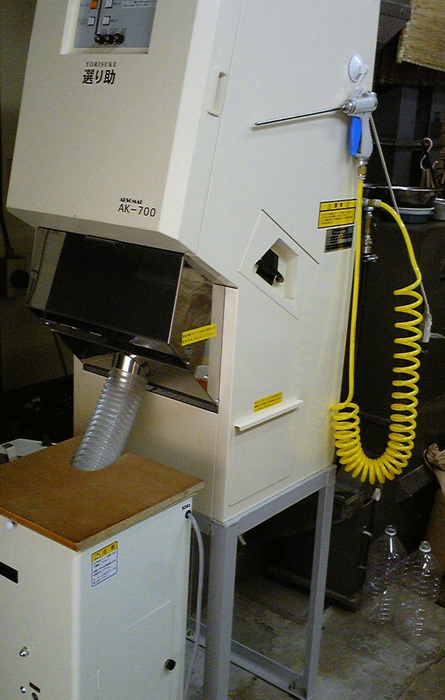 米穀店・色彩選別機・安価無給油式コンプレッサー0.75kw・TFPC07BF-10