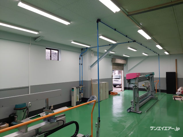 繊維工場エアー配管工事全体