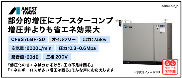 28%OFF】CFBS75BF-20|アネスト岩田・オイルフリーブースター7.5